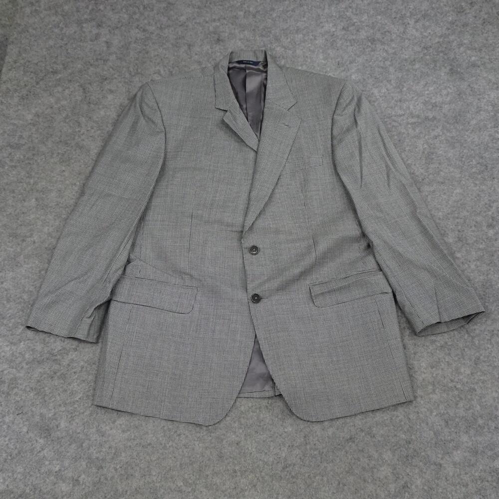 Brooks Brother Sports Jacket Mens 42R Black Wool Coat Blazer Houndstooth
